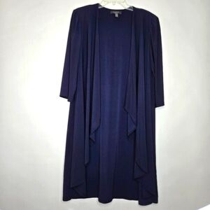 R&M Woman Navy Blue Open Front Hi-Low Cardigan Jacket Sz 18W